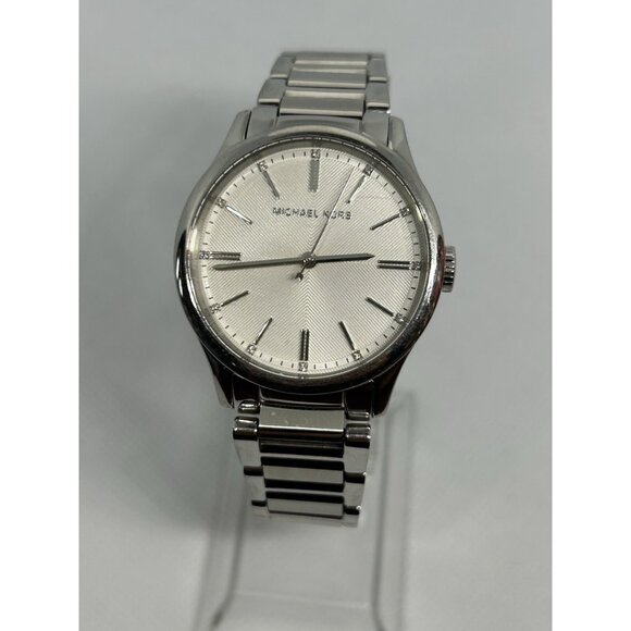 Michael Kors Mini Bailey MK3614W Silver Tone Women’s 34mm Watch Stainless - Picture 1 of 10